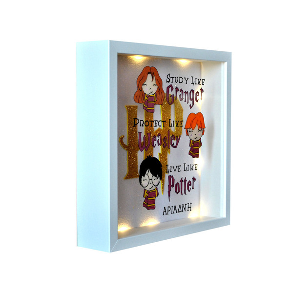 Ξύλινο Φωτιστικό Καδράκι Harry Potter Hermione Granger - πίνακες & κάδρα, για παιδιά, για εφήβους, ήρωες κινουμένων σχεδίων, προσωποποιημένα - 2