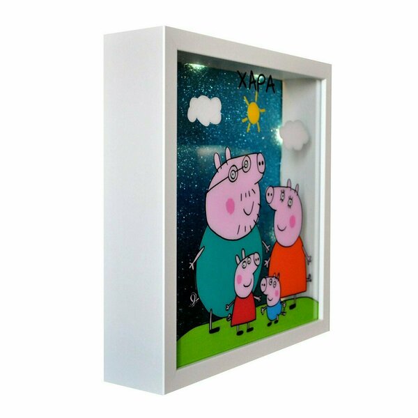 Ξύλινο Φωτιστικό Καδράκι Peppa pig - πίνακες & κάδρα, κορίτσι, ήρωες κινουμένων σχεδίων, προσωποποιημένα - 2