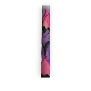 ροζ τουλίπες σε μωβ φόντο/ λαμπάδα/ κύλινδρος/ 40 εκ./ ζωγραφισμένη - λουλούδια, λαμπάδες, για παιδιά, για ενήλικες, για εφήβους - 3