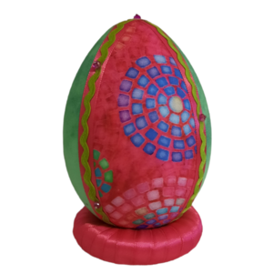 Χειροποίητο Πασχαλινό αυγό από βαμβακερό ύφασμα σε αποχρώσεις του πράσινου και ροζ. Υψος 14 cm - διακοσμητικά, πασχαλινά αυγά διακοσμητικά, πασχαλινά δώρα