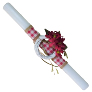 Λαμπάδα λευκή οβάλ με ξύλινο ανοιξιάτικο στεφανάκι ( 38 χ 3 εκ. ) - κορίτσι, λουλούδια, λαμπάδες, για ενήλικες, για εφήβους