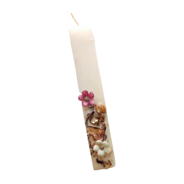 Αρωματική Λευκή Λαμπάδα 23cm - κορίτσι, λουλούδια, λαμπάδες, για ενήλικες, για εφήβους