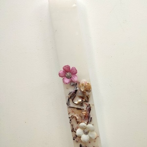 Αρωματική Λευκή Λαμπάδα 23cm - κορίτσι, λουλούδια, λαμπάδες, για ενήλικες, για εφήβους - 2