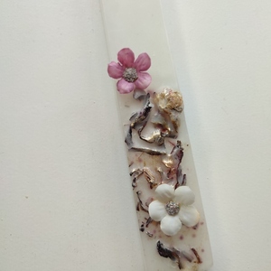 Αρωματική Λευκή Λαμπάδα 23cm - κορίτσι, λουλούδια, λαμπάδες, για ενήλικες, για εφήβους - 3