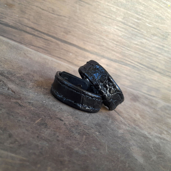 Μαύρο Δερμάτινο Βραχιόλι Unisex, 2 X 20 εκ - δέρμα, unisex, χεριού, αυξομειούμενα - 5