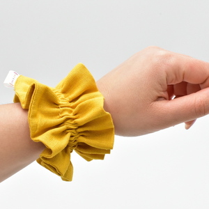 Bracelet Scrunchy μουσταρδί - ύφασμα, λαστιχάκια μαλλιών, αξεσουάρ μαλλιών, 100% βαμβακερό - 2