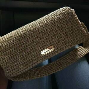 Baguette: μικρη πλεκτη τσάντα, βραδινή, ώμου, clutch,νήμα polyester. 25cm-5cm-15cm - νήμα, ώμου, πλεκτές τσάντες, βραδινές, μικρές - 2