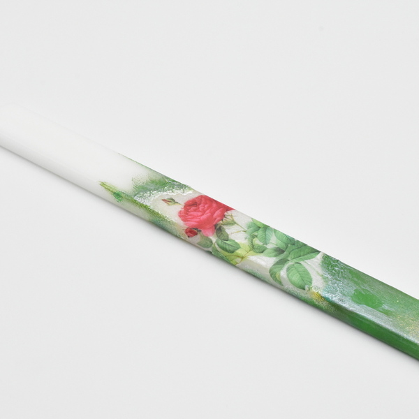 Λαμπάδα με ντεκουπάζ και ζωγραφική | Τριαντάφυλλα - κορίτσι, λουλούδια, λαμπάδες, για ενήλικες, πασχαλινά δώρα - 3