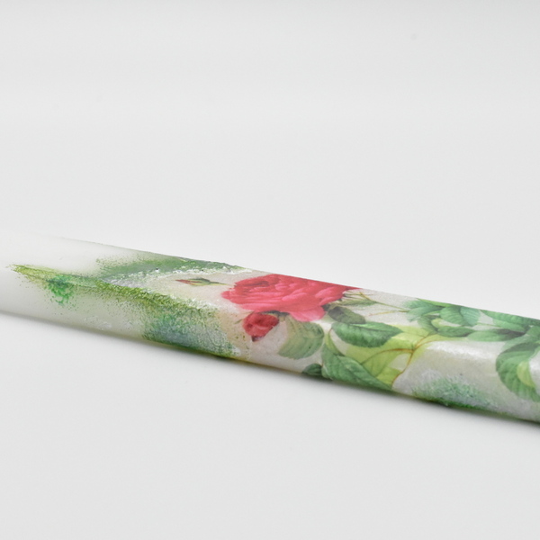 Λαμπάδα με ντεκουπάζ και ζωγραφική | Τριαντάφυλλα - κορίτσι, λουλούδια, λαμπάδες, για ενήλικες, πασχαλινά δώρα - 4