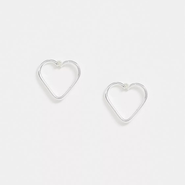 Ασημένια 925° σκουλαρίκια με περίγραμμα καρδιάς - ασήμι 925, καρδιά, καρφωτά, μικρά, φθηνά