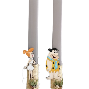 Λαμπάδες για ζευγάρι με μαγνητάκια "Φρεντ & Βιλμα" - λαμπάδες, ζευγάρια, ήρωες κινουμένων σχεδίων
