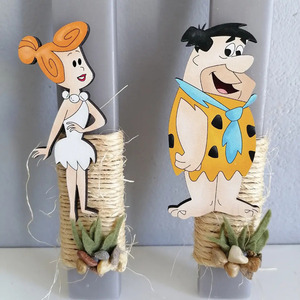 Λαμπάδες για ζευγάρι με μαγνητάκια "Φρεντ & Βιλμα" - λαμπάδες, ζευγάρια, ήρωες κινουμένων σχεδίων - 2