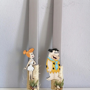 Λαμπάδες για ζευγάρι με μαγνητάκια "Φρεντ & Βιλμα" - λαμπάδες, ζευγάρια, ήρωες κινουμένων σχεδίων - 3