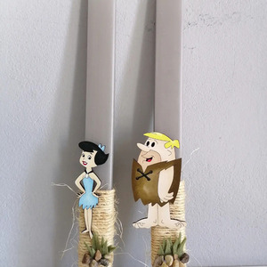 Λαμπάδες για ζευγάρι με μαγνητάκια "Μπάρνεϊ & Μπέτυ" - λαμπάδες, ζευγάρια, ήρωες κινουμένων σχεδίων