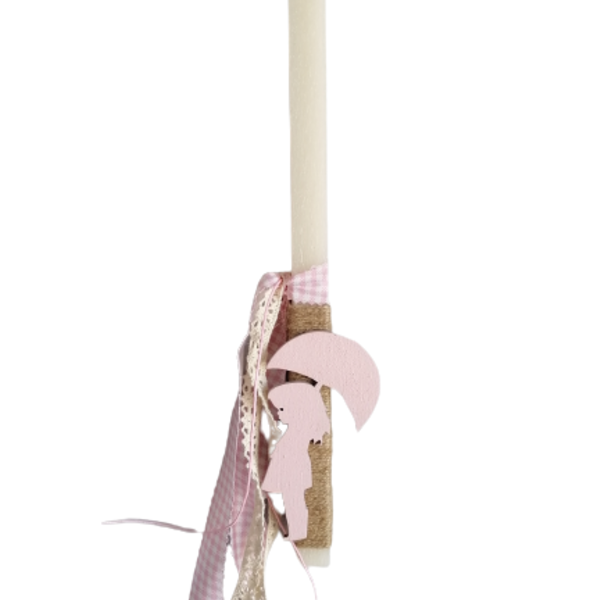 Λαμπάδα με ξύλινο μαγνητάκι "κορίτσι με ομπρέλα" - κορίτσι, για ενήλικες, για εφήβους