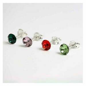 Birthstone ασημένια 925° σκουλαρίκια για γενέθλια Αυγούστου - στρας, ασήμι 925, καρφωτά, φθηνά - 5