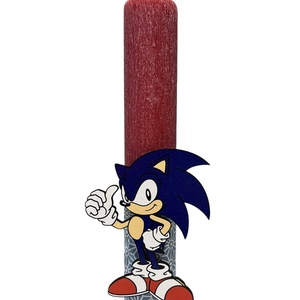Πασχαλινή λαμπάδα Sonic - λαμπάδες, για παιδιά, με ξύλινο στοιχείο