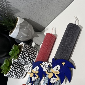 Πασχαλινή λαμπάδα Sonic - λαμπάδες, για παιδιά, με ξύλινο στοιχείο - 3