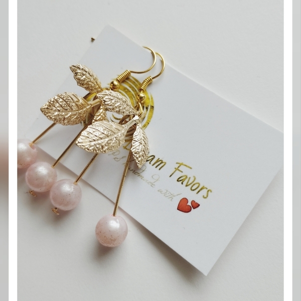 "Golden Leaf Earrings" κρεμαστά σκουλαρίκια - ασήμι, μικρά, κρεμαστά, πέρλες, γάντζος - 3
