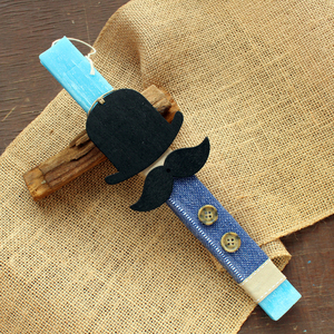 Λαμπάδα με καπέλο και μουστάκι, σε αρωματικό κερί - αγόρι, λαμπάδες, για ενήλικες, για εφήβους - 5