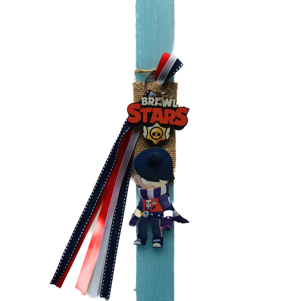Λαμπάδα αρωματική γαλάζια με μπρελόκ BRAWL STARS-EDGAR (32εκ.) - αγόρι, λαμπάδες, για παιδιά, ήρωες κινουμένων σχεδίων - 3