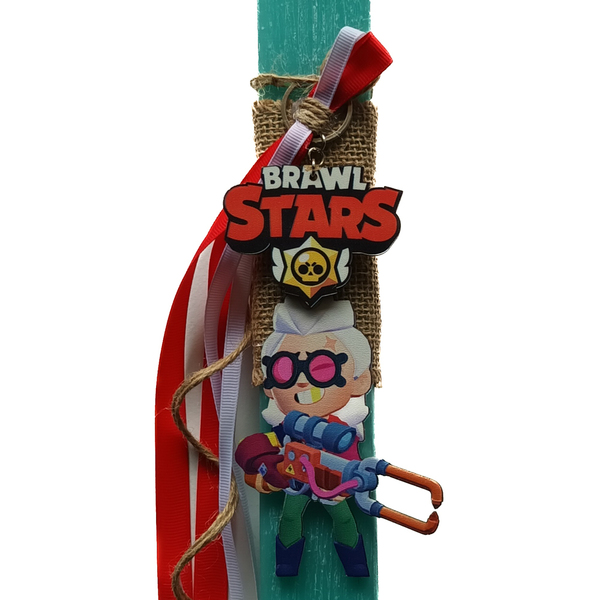 Λαμπάδα αρωματική τιρκουαζ με μπρελόκ BRAWL STARS - BELLE (32εκ.) - αγόρι, λαμπάδες, για παιδιά, ήρωες κινουμένων σχεδίων - 2
