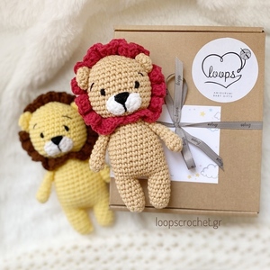 Πλεκτό κουκλάκι λιοντάρι με φορμάκι μικρό amigurumi 16 εκ. κίτρινο καφέ - λούτρινα, λιοντάρι, amigurumi, πλεκτά - 3