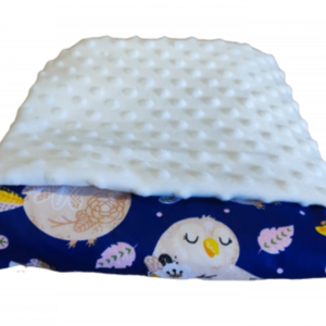 Βρεφική κουβέρτα διπλής όψεως minky singing owls - κουκουβάγια, δώρο για βάφτιση, κουβέρτες - 3