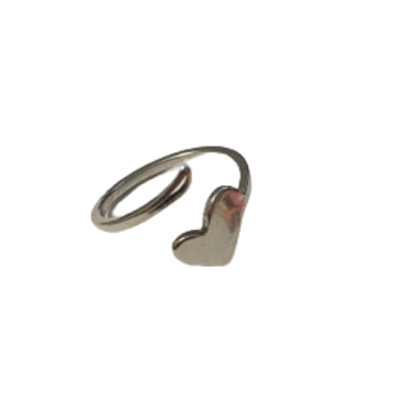 Ατσάλινο δαχτυλίδι - Ανθή (ασημί) - καρδιά, ατσάλι, αυξομειούμενα, φθηνά