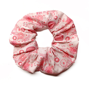 Λαστιχάκι scrunchie με ροζ καρδιές - ύφασμα, λαστιχάκια μαλλιών