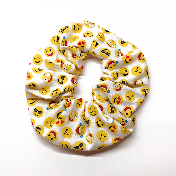Λαστιχάκι scrunchie Emoji - ύφασμα, λαστιχάκια μαλλιών, 100% βαμβακερό