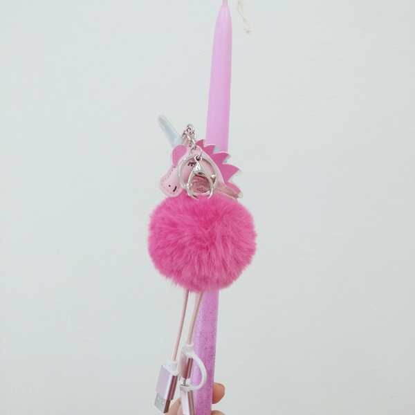 Λαμπάδα Μονόκερος ροζ - κορίτσι, λαμπάδες, μονόκερος - 4