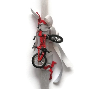 Λαμπάδα με Ποδήλατο 30 εκ Τετράγωνη, Αρωματικές Χειροποίητες Γκρι - αγόρι, λαμπάδες, για παιδιά, για εφήβους, παιχνιδολαμπάδες