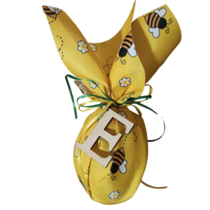 παιδικό πασχαλινό αυγό πλέξι με δωράκια 13 cm 'μελισσούλες' - αυγό, μονογράμματα, για παιδιά