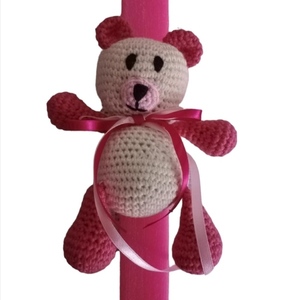 Λαμπάδα αρωματική με αρκουδάκι Amigurumi - κορίτσι, λαμπάδες, για παιδιά, για μωρά, παιχνιδολαμπάδες