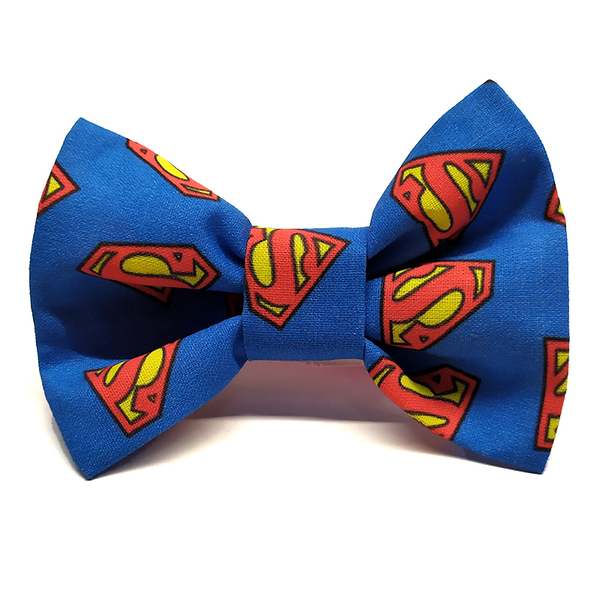 Παπιγιόν για σκύλους και ιδιοκτήτες Superman medium 10x7 cm - ύφασμα, φιόγκος, παπιγιόν, 100% βαμβακερό