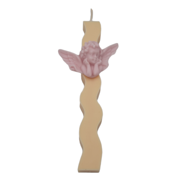 Λαμπάδα Άγγελος Ροζ Σόγιας - αρωματικές λαμπάδες, δώρο πάσχα, νονοί, κερί σόγιας, 100% φυτικό