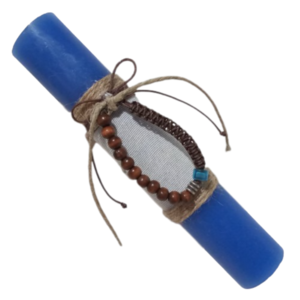 Λαμπάδα εφηβική-αντρική αρωματική στρογγυλή μπλε (20χ3,5 εκ.) με βραχιόλι - αγόρι, λαμπάδες, για ενήλικες, για εφήβους