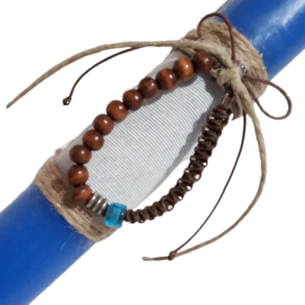 Λαμπάδα εφηβική-αντρική αρωματική στρογγυλή μπλε (20χ3,5 εκ.) με βραχιόλι - αγόρι, λαμπάδες, για ενήλικες, για εφήβους - 3