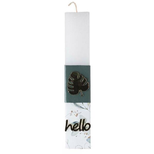 Πασχαλινή λαμπάδα Φύλλο ''Hello'' - κορίτσι, λουλούδια, λαμπάδες, για ενήλικες, για εφήβους