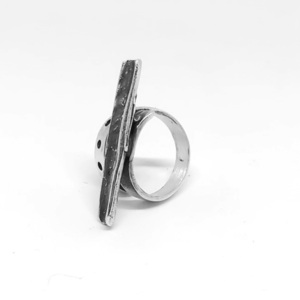 "Diaporos Ring" - ασήμι 925, γεωμετρικά σχέδια, μεγάλα, αυξομειούμενα - 2