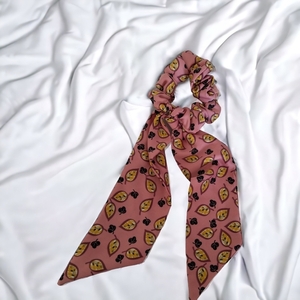 Scrunchie με φύλλα - ύφασμα - 2