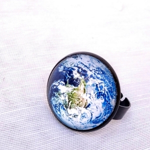 Δαχτυλίδι καμπουσόν ''Πλανήτης Γη'' - φεγγάρι, ατσάλι, μεγάλα, αυξομειούμενα
