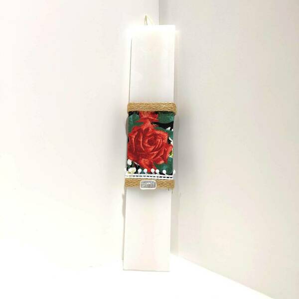 λαμπάδα πλακέ τριαντάφυλλο,25 εκ. - κορίτσι, λουλούδια, λαμπάδες, για ενήλικες, για εφήβους