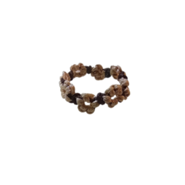 Δαχτυλίδι Μακραμέ Λουλούδι (Μπέζ-Καφέ) - ημιπολύτιμες πέτρες, γυναικεία, μακραμέ, minimal, σταθερά