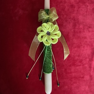 Πασχαλινή λαμπάδα με πλεκτό λουλούδι - λουλούδια, λαμπάδες, για παιδιά, για ενήλικες, για εφήβους - 2