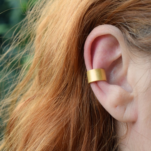 Ear cuff φαρδύ επιχρυωμένο ασήμι 925 - ασήμι 925, ear cuffs, μεγάλα - 2