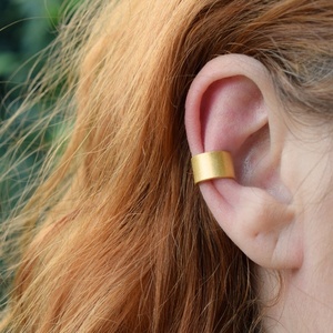 Ear cuff φαρδύ επιχρυωμένο ασήμι 925 - ασήμι 925, μεγάλα - 2