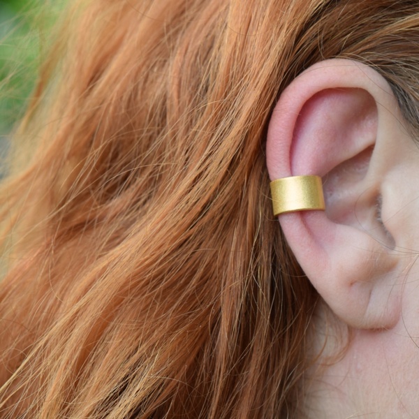 Ear cuff φαρδύ επιχρυωμένο ασήμι 925 - ασήμι 925, ear cuffs, μεγάλα - 3