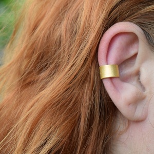 Ear cuff φαρδύ επιχρυωμένο ασήμι 925 - ασήμι 925, μεγάλα - 3